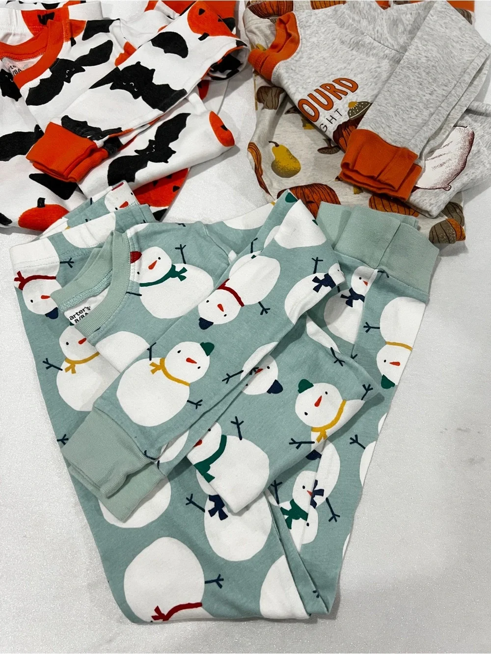 Carter's Lot of Three Set Kids Boy Pajama Size 8 Cotton Holyday Fall Prints